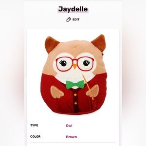 🦉Squishmallows 8” Owl Jaydelle🦉🤓